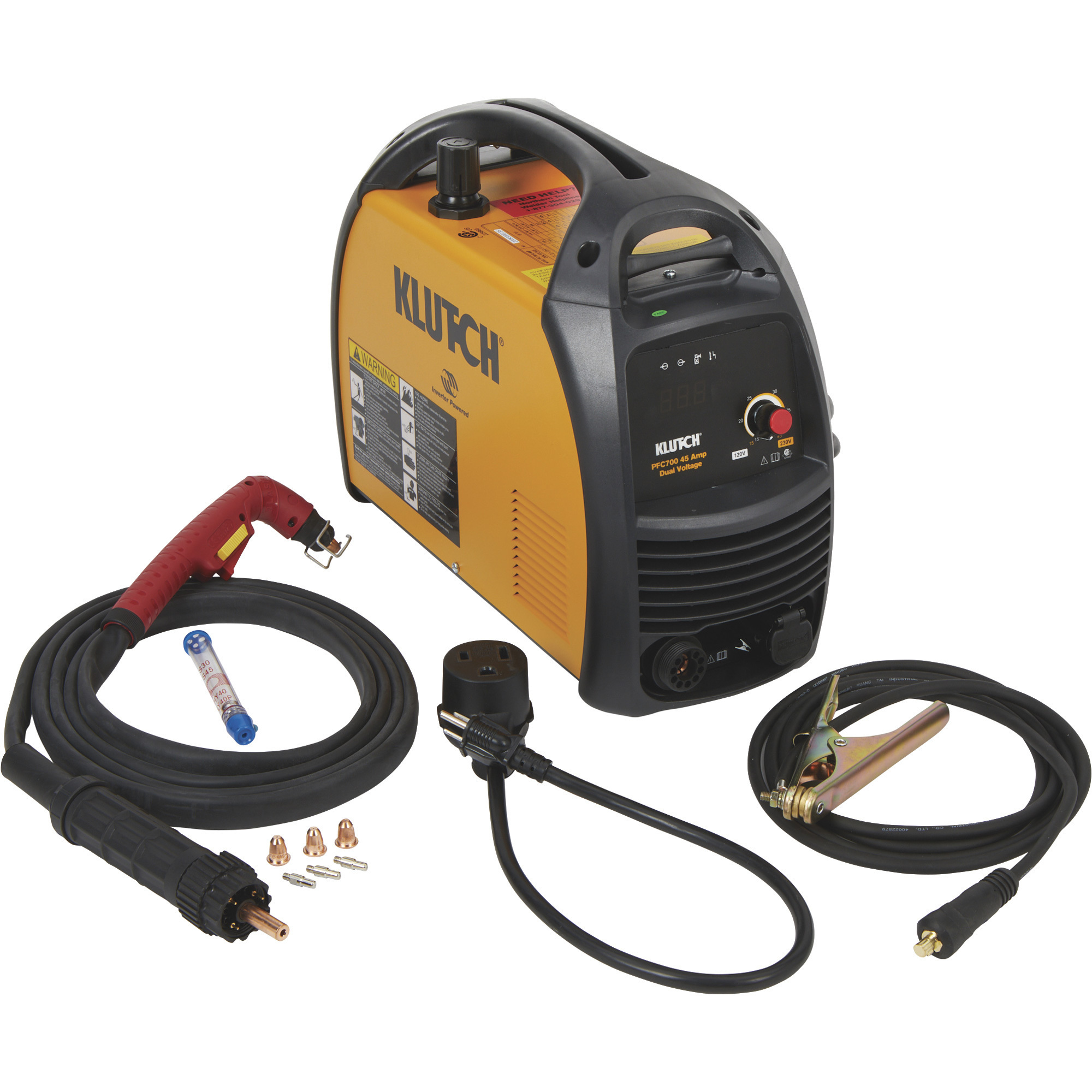 Klutch PFC700 Dual-Voltage Plasma Cutter, Inverter, 120V/230V, 45 Amp Output